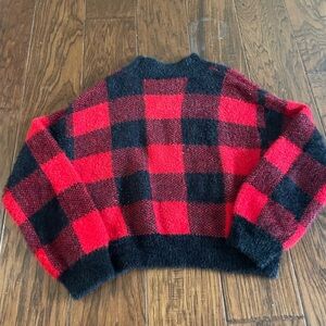 Plaid Red and Black girls Sweater